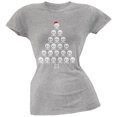 thumbnail image 1 of Skull & Crossbones Christmas Tree Grey Soft Juniors T-Shirt, 1 of 1