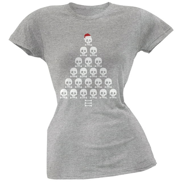 Skull & Crossbones Christmas Tree Grey Soft Juniors T-Shirt