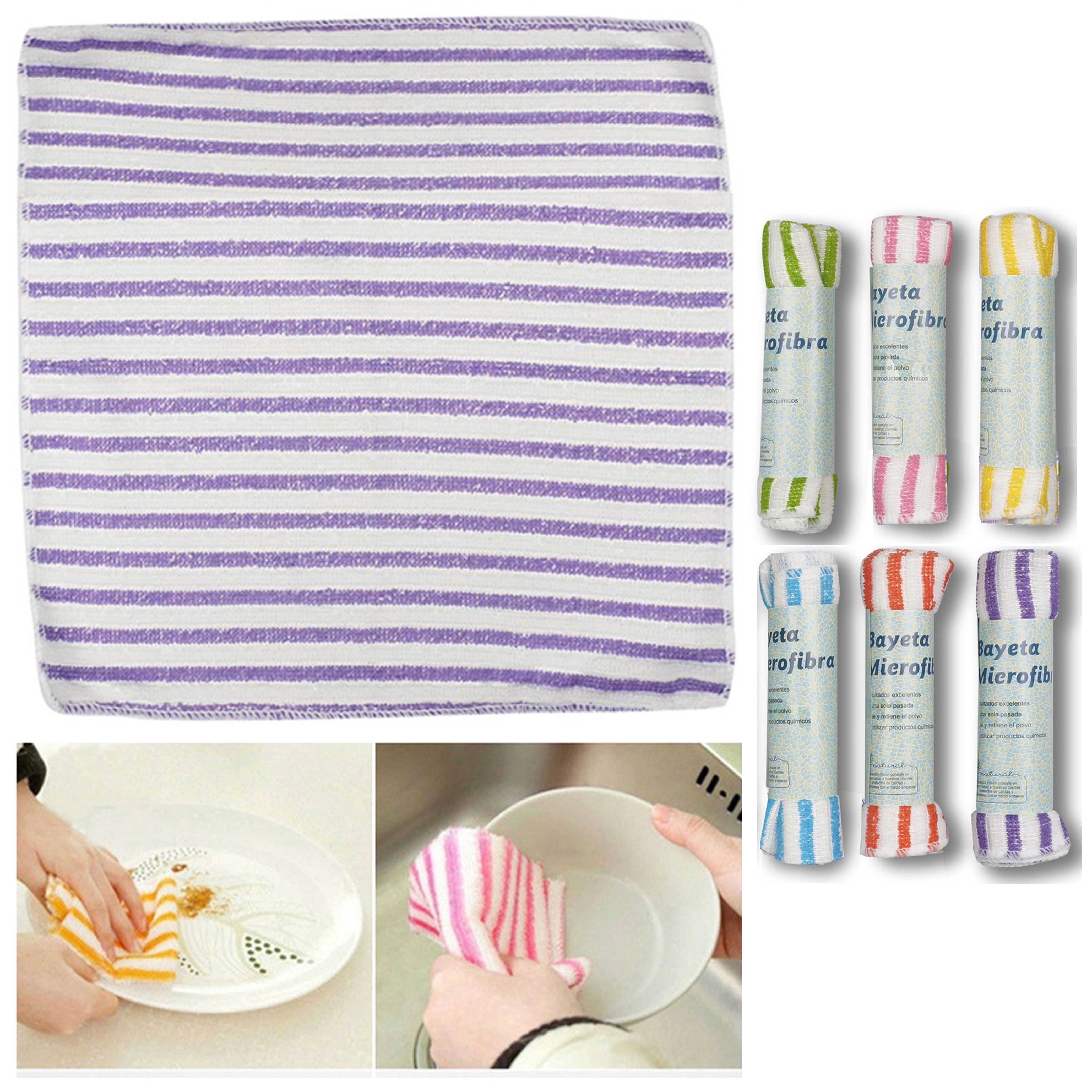 4 Pc Premium Microfiber Car Wash Drying Towels Striped Professional Polishing