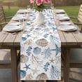 thumbnail image 4 of Coastal Seashells Table Runner 72 Inches, Nautical Beach Ocean Creatures Leaves Bed Runner Dresser Scarves Tabletop for Indoor Outdoor Parties/Ceremony/Banquet, 16" x 72", 4 of 9