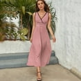 thumbnail image 3 of Red Gingham Check Dress Fashion Boho Beach Long Dresses Female Party Printed Maxi Dress, 3 of 9