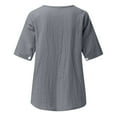 thumbnail image 6 of GigrtiJin Women's Embroidered Blouse Cotton Linen Short Sleeve Tunic Tops Casual V Neck Solid Color Loose T-Shirt, 6 of 6