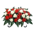 thumbnail image 2 of HomelyJoy White and Pink Rose Flower Saddle, Durable Artificial Grave Decoration for All-Weather Remembrance, 2 of 9