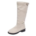 thumbnail image 2 of WAVSUF Women's Wide Width Boots Round Toe Anti Slip Soft Sole Winter Chunky Mid Calf Boots White 6, 2 of 10