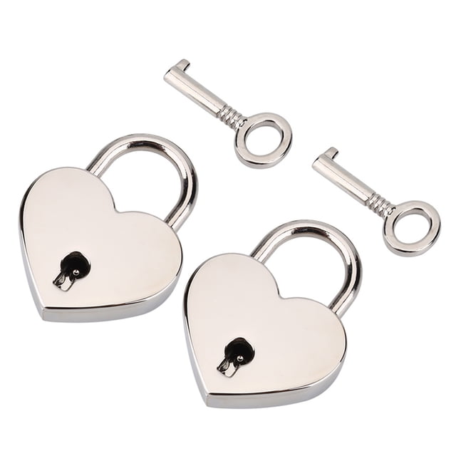 2 juegos de candados en forma de corazón y cerradura de metal con llave maestra para equipaje, diario, libro, joyero
