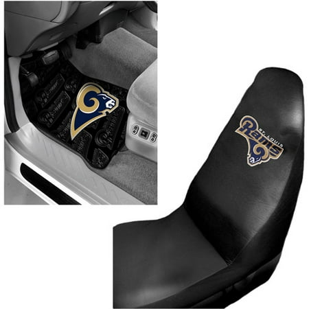 St. Louis Rams (2) Front Floor Mats and (1) Seat Cover NFL Bundle