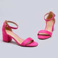 thumbnail image 5 of Pennysue Women's Chunky Low Heels Sandals Hot Pink Ankle Strap Wedding Shoes 7.5M, 5 of 8