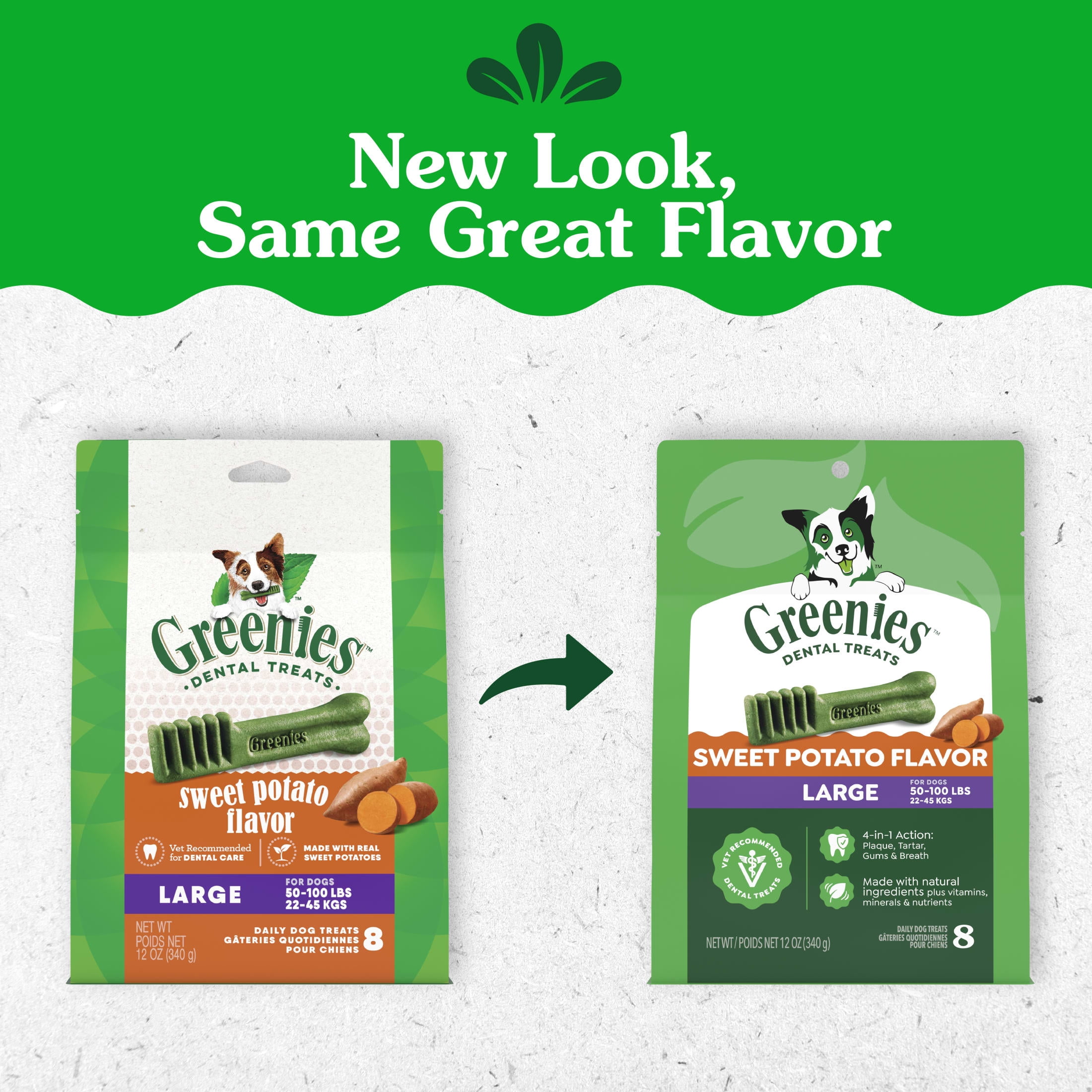 (3 pack) Greenies Sweet Potato Flavor Adult Natural Dental Dog Treats Large Size, 12 oz Pack (8 Count)