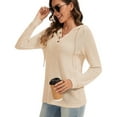 thumbnail image 6 of Mohiass Hoodies for Women Trendy Waffle Knit Button Oversized Sweatshirt Hooded Loose Fit V Neck Long Sleeve Fall Clothes Beige S, 6 of 6