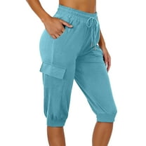 Women's Casual Capri Pants With Pockets Comfortable Stretchy Yoga Trousers For Everyday Wear And Light Exercise