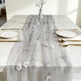 thumbnail image 5 of Pearl Table Runner, Tulle Gray Summer Cheesecloth 9FT Gauze Cheese Cloth Sheer Chiffon Dining Wedding Birthday Party Bridal Anniversary Holiday Centerpiece Table Decor, 5 of 6