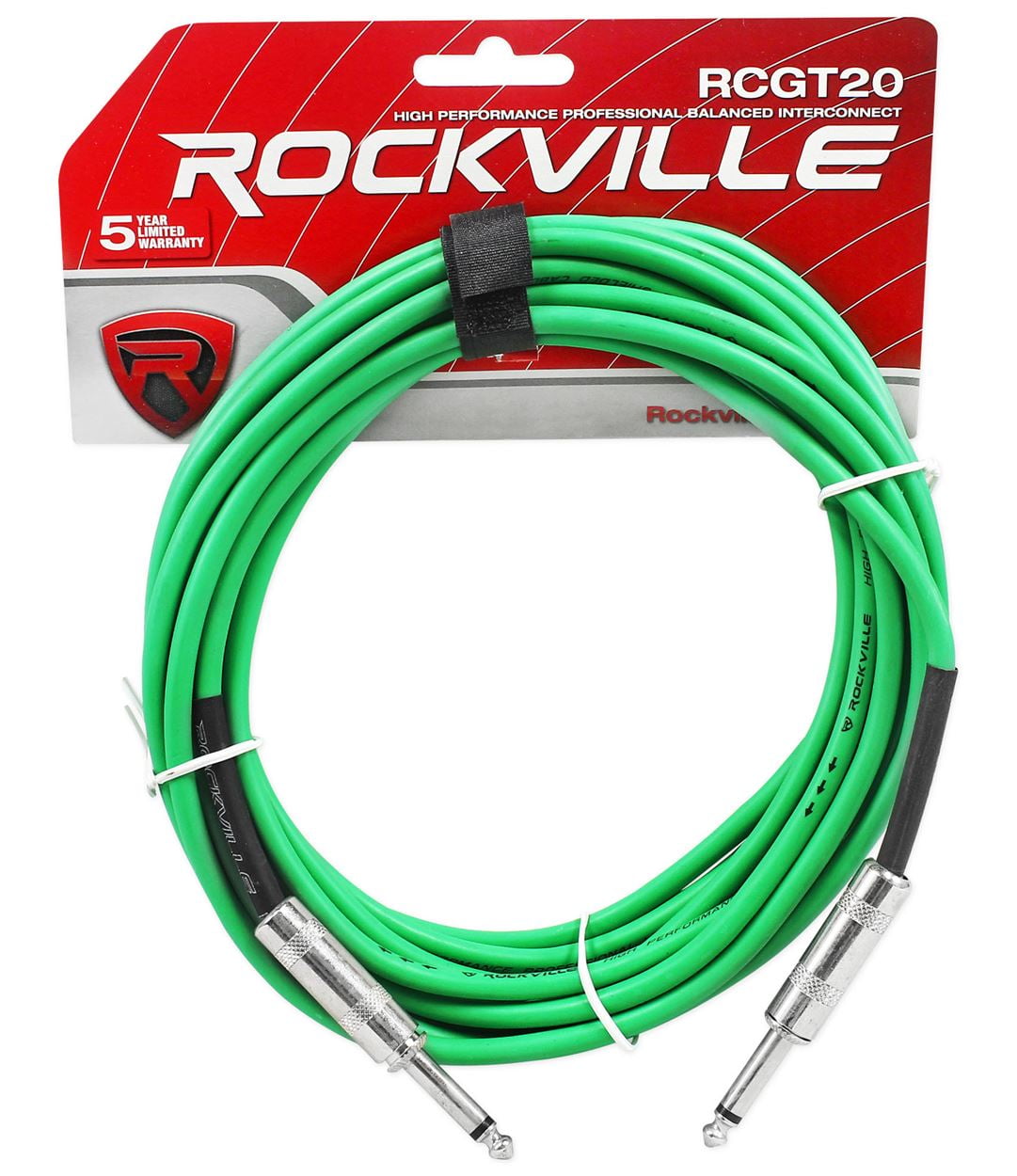 18 Rockville RCGT20G 20'  1/4" TS to 1/4'' TS Guitar/Instrument Cable