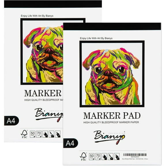 Bianyo Bleedproof Marker Paper Pad, Pack of 2