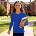 thumbnail image 5 of Boys Girls Long Sleeve Shirts Solid Color Fall Kids soft Crewneck T-Shirts Tops Casual Basic Tees 5-14Y Blue 5-6Years, 5 of 7