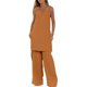 thumbnail image 1 of Conjunto de Pantalones Cortos de Verano con Cuello en V, Blusa sin Mangas Y Pantalones de Bolsillo Sueltos, Traje Casual de 2 Piezas para Mujeres, Conjunto de Mezcla de Algodón de Lavado a Mano, 1 of 9