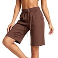 thumbnail image 6 of Hurxie Long Sweat Shorts for Women Casual Summer Bermuda Loose Lounge Workout Athletic Shorts with Pockets Brown,M, 6 of 8