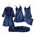 thumbnail image 1 of Conjunto de pijama satinado para mujer, 5 piezas, con paneles de encaje, boda 2024, 1 of 2