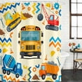 thumbnail image 4 of 60x72 Inch Shower Curtains for Bathroom, Yellow Cartoon Truck Fabric Bath Curtain Decor, Cute Engineering Vehicle Waterproof Restroom Curtains Shower Set Accessories with 12 Hooks 60 Inch, 4 of 7