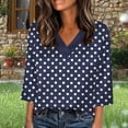 thumbnail image 2 of YanHoo Womens 3/4 Length Sleeve Tunic Tops Swiss Dot Printed Casual V Neck Shirts Loose Fit Basic Tees Business Work Blouses Spring Summer 2026 Navy,XXL, 2 of 6