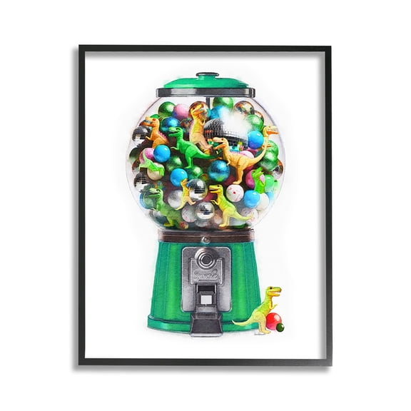 Stupell Industries Dinosaur Candy Dispenser Animals & Insects Painting Black Framed Art Print Wall Art, 11 x 14