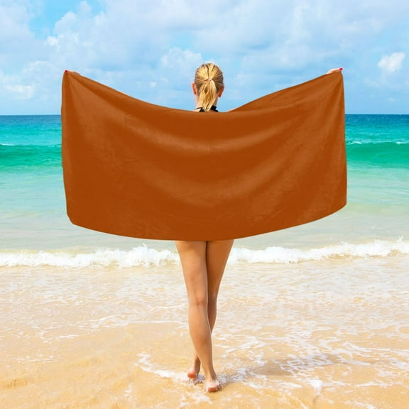 Ryvnso Brown Oversized Beach Towel Microfiber Bath Blankets Swimming Fitness 37" x 74"