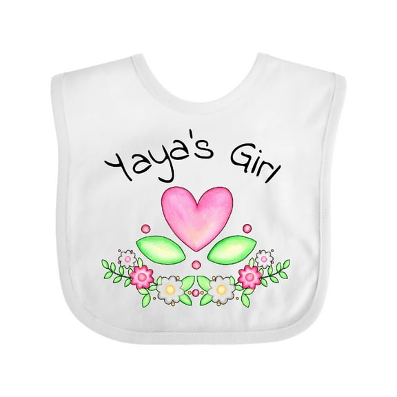 Inktastic Yaya's Girl Heart Flowers Girls Baby Bib