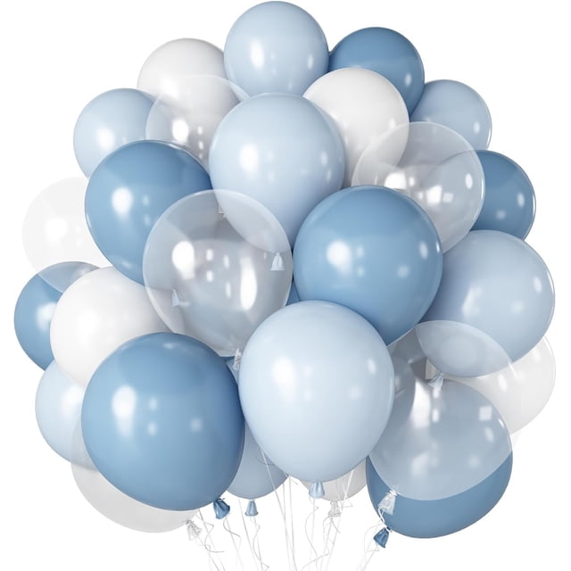 Set de globos LAOREI, azul, blanco y transparente, 30 unidades, 30 cm, para decoración de fiestas