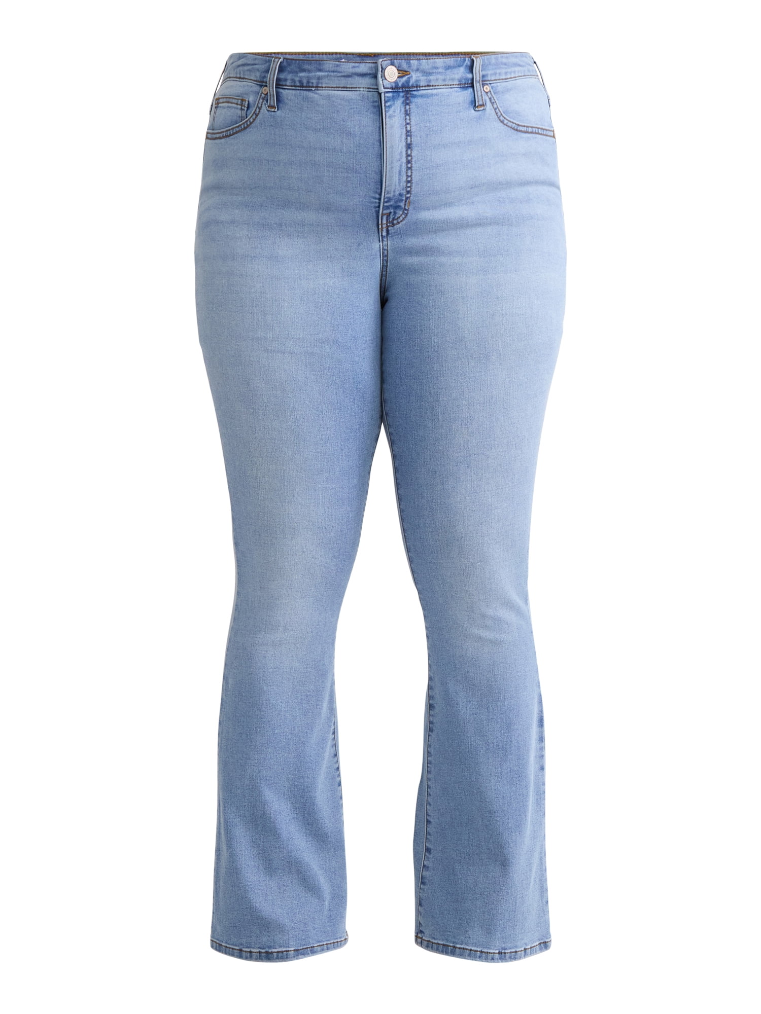 Terra & Sky Women's Plus Size Bootcut High Rise Jeans, Available in Short and Regular Inseams