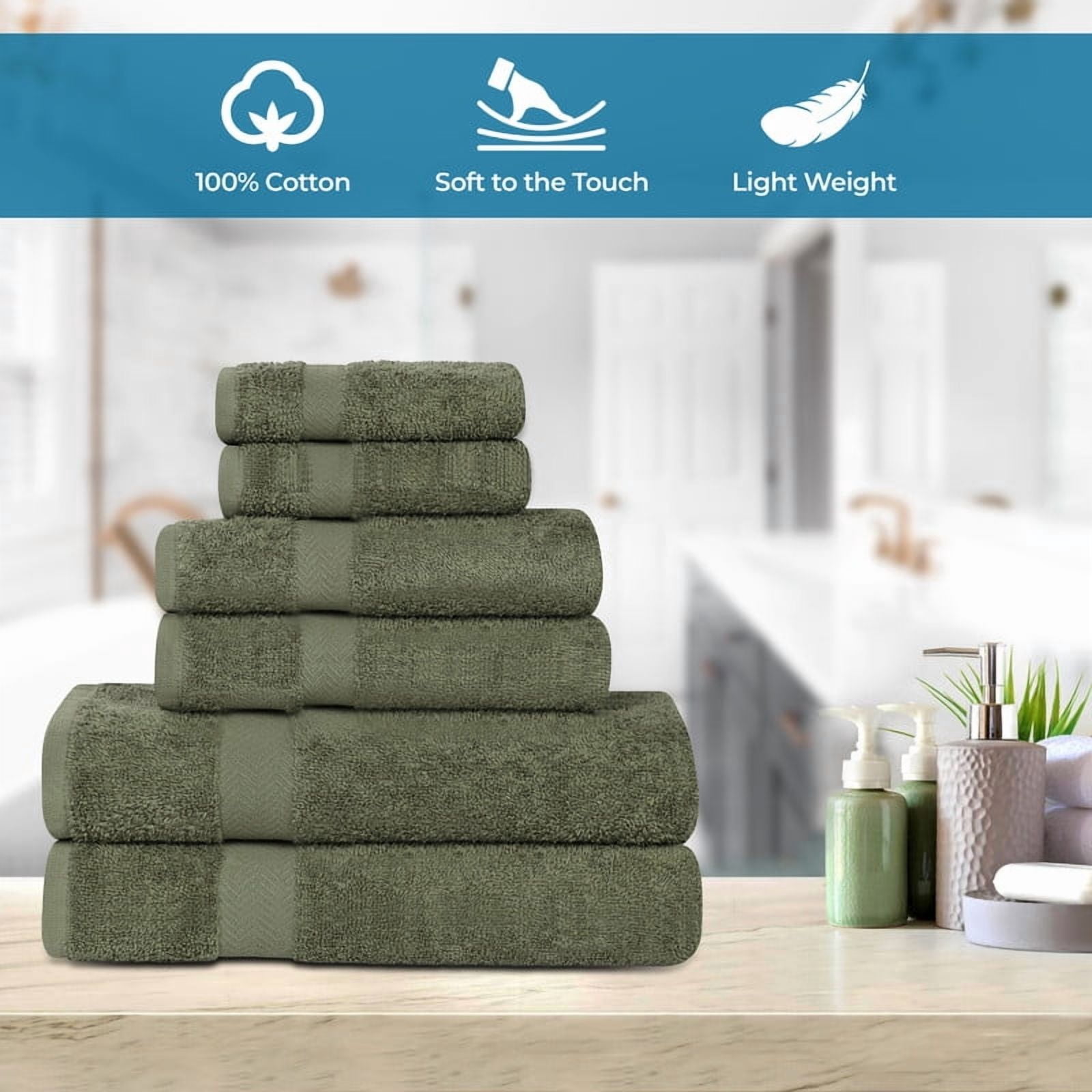 Superior Franklin 8-Piece Cotton Hand Towel Set, Super Soft Quick Dry Fade Resistant Towels, Forest Green