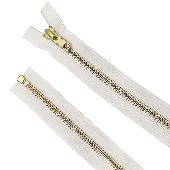 32 inch Metal Zipper White 32” Gold Brass Metal Heavy Duty Zippers Separating Sewing Zipper Craft Zippers