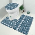 thumbnail image 2 of Blue Geometric Triangle Arrow Pattern Bathroom Rugs Sets 3 Piece,Toilet Cover Set,Absorbent Non Slip Bathroom Mats Sets with U-Shaped Contour Rug Toilet Rug Set, 2 of 5
