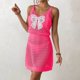 thumbnail image 5 of Mujeres Playa Humo, Nuevo Color Sólido Cuello en V Arco Corte Cubrir para el Desgaste Casual Y de Vacaciones, Vestido Ligero Estiramiento Túnica, 5 of 7