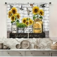 thumbnail image 2 of Rustic Sunflower Birds Kitchen Curtains 27.5W X 39L Inch 2 Panel Rod Pocket Wooden Yellow Floral Farmhouse Flower God Says You are Small Short Cafe Tier Window Drapes Bathroom Home Decor, 2 of 6