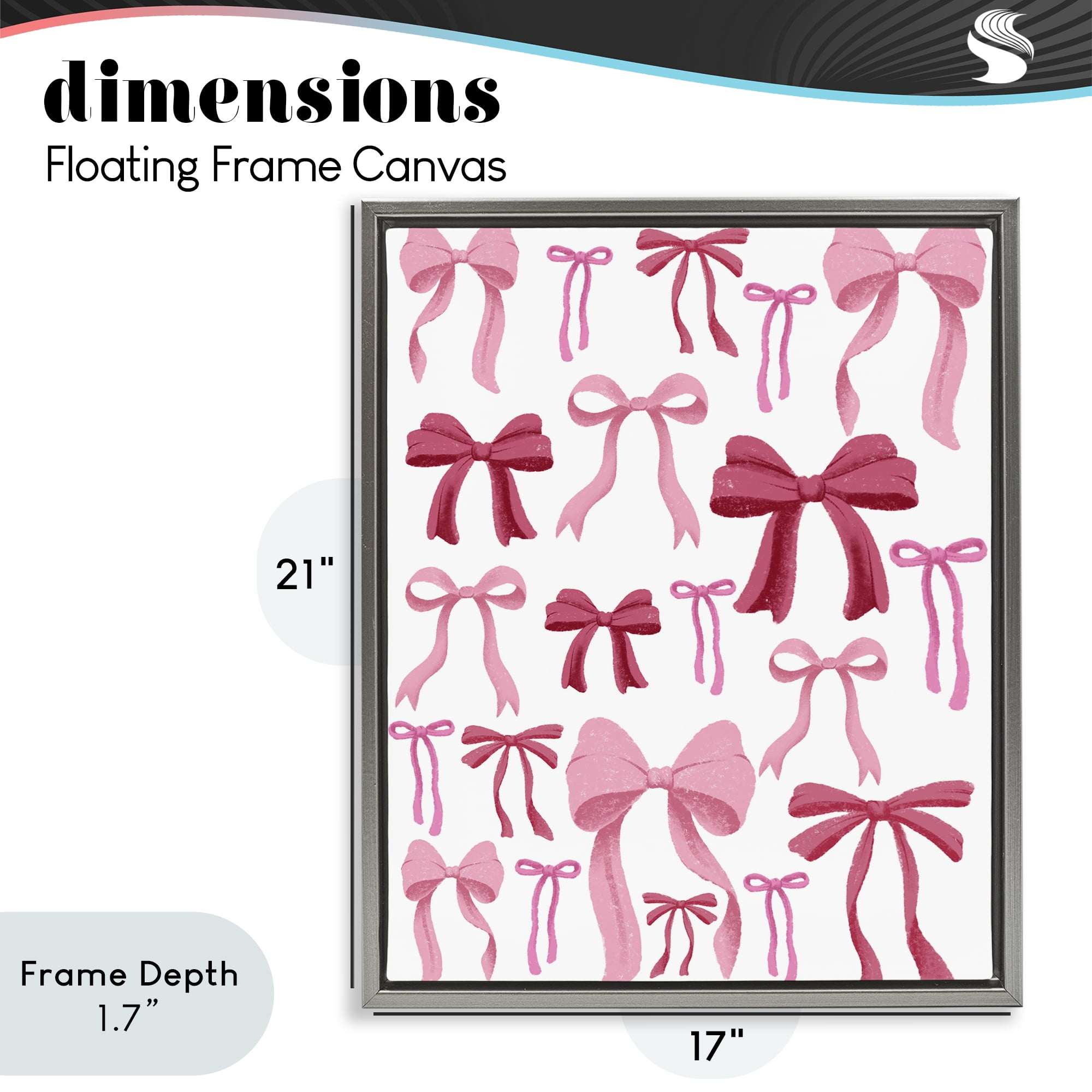 Stupell Industries Bows All Over Pink & Red Gray Framed Floater Canvas Wall Art, design by Marcus Prime