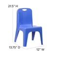 thumbnail image 2 of 10 Pk. Blue Plastic Stackable School Chair with Carrying Handle and 11'' Seat Height, 2 of 7