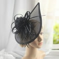 thumbnail image 3 of Eoperou Women Fascinator Headband Feather Mesh Flower Solid Color Vintage Bowler Hat Wedding Hair Clip Tea Party Hat for Prom Banquet, 3 of 8