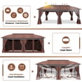 thumbnail image 6 of COBIZI Heavy Duty 12x20 Metal Patio Gazebo Outdoor Gazebo Canopy Tent with 6 Mosquito Netting and Curtains Gazebos Shelter 100% Waterproof with Double Roof for Party, Backyard, Deck, Garden, Brown, 6 of 11