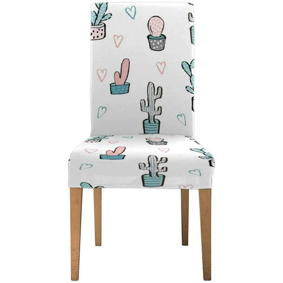 POGLIP Boho Cactus Cartoon Stretch Chair Cover Protector Seat Slipcover for Dining Room Hotel Wedding Party Set of 1