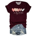 thumbnail image 1 of Hauts d'Été pour Femmes, Blouses Décontractées Élégantes 2024, T-Shirts d'Entraînement, Imprimé Amour, Multi-Couleurs, Col Rond, Manches Courtes, Rouge, 1 of 3