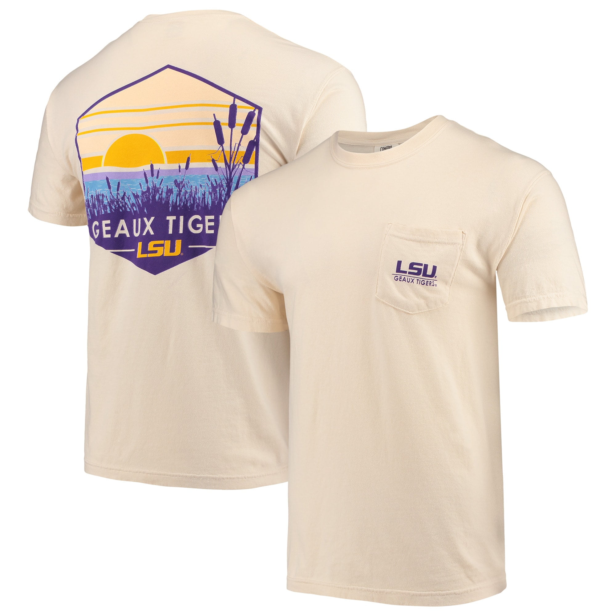 Men S Cream Lsu Tigers Landscape Shield Comfort Colors Pocket T Shirt Walmart Com