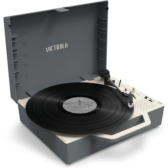 Victrola Re-Spin Sustainable Bluetooth Suitcase Record Player Grey - Open Box