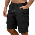 thumbnail image 2 of Elvqul Dry Fit Shorts for Men Big and Tall with Pocket Cargo Shorts Black Pull On Mens Shorts Solid, 2 of 7