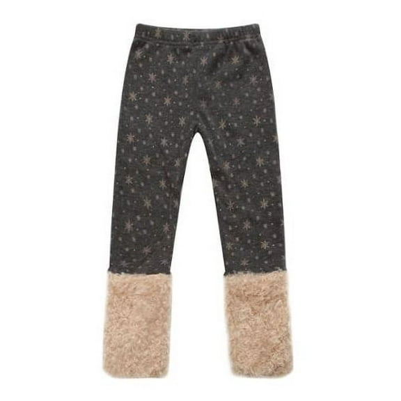 Richie House Girls' Pants with Snowflakes and Fluffy Cuffs RH0886