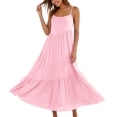 thumbnail image 4 of Mifsaly Spaghetti Strap Dresses for Women Sleeveless Flowy Maxi Sleeveless Dress Flattering Versatile Tiered Lightweight Beach Vacation Summer Sundress M, 4 of 9