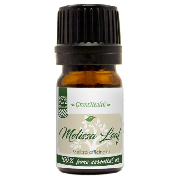 GreenHealth Melissa Leaf Essential Oil – 5 ml | 100% Pure & Natural | Amber Glass Bottle with Euro Dropper | Origin: Bulgaria