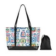 thumbnail image 7 of FORMRS Canvas Laptop Tote Bag for Women with 15.6" Computer Compartments Shoulder Handbag, Blue Retro Pattern, 7 of 7