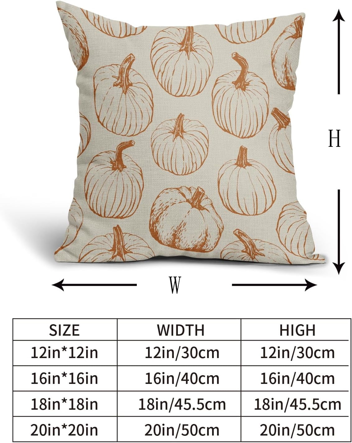 Fall Pillow Covers 16x16 Set of 2 Burnt Orange Pumpkin Autumn Themed Thanksgiving Harvest Print Decorative Throw Pillows Outdoor PillowCase Farmhouse Linen Cushion Case Decor for Sofa Couch Bed Walmar...