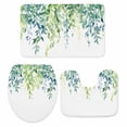thumbnail image 2 of Spring Willow Leaves Bathroom Rugs Set Green Blue Watercolor Plant Non Slip Absorbent Soft Bath Mats 3 Piece Set with Bathroom Rug, U-Shaped Floor Mat, Toilet Seat Cover Small Size, 2 of 9