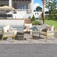 thumbnail image 2 of Glavbiku 4-Piece Patio Furniture Set,Outdoor Furniture with Tempered Glass Table for Backyard,Yellow, 2 of 14