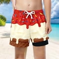 thumbnail image 2 of Rggeeun Toddler Boys Swimsuit Set Cartoon Ice Print Elastic High Waist with Adjustable Tie Double Layer Trunks Loose Fit for Summer Water Activities Adorable Beachwear,Red,11-12 Years, 2 of 4